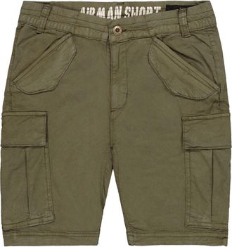 Alpha Industries Shorts ALPHA INDUSTRIES Airman Short, Herren, Gr. 29, Normalgr&ouml;ssen, gr&uuml;n (schwarz olive), Obermaterial: 98% Baumwolle, 2% Elastan; Futter: 100% Baumw