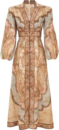 Zimmermann Wanderlust Midikleid mit tiefem Ausschnitt