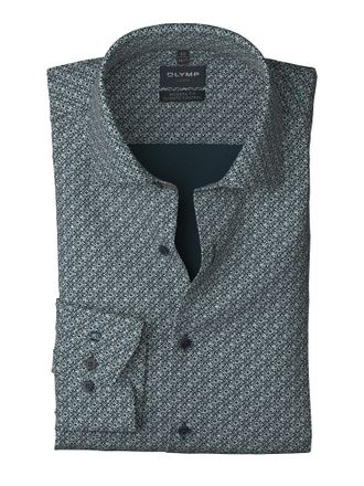 Olymp Langarmhemd OLYMP Luxor, Herren, Gr. 40, N-Gr, marine, Web, Obermaterial: 64% Baumwolle, 27% Polyester, 9% Elasthan, comfort fit normal, 2-Knopf-Mansc