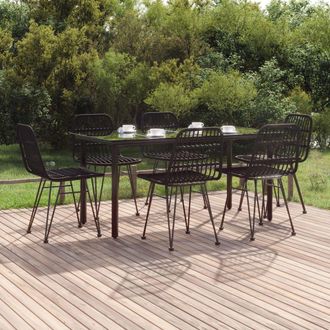 vidaXL Vidaxl - Juego De Comedor De Jard&iacute;n 7 Piezas Rat&aacute;n Sint&eacute;tico Negro