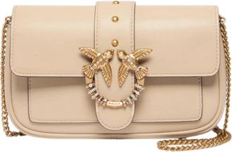 Pinko Love Bag Pocket - Dames - Schoudertassen - Beige - ONE Size - Katoen - Tassen