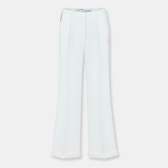 Off-white Womens Off White Solid Patterned Flared Trousers in - Size 6 UK