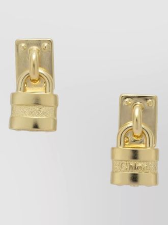 Chlo&eacute; mini paddington padlock motif hoop earrings