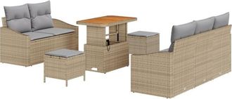 vidaXL Garden Sofa Set with Cushion 8 pcs Beige Poly rattan Vidaxl