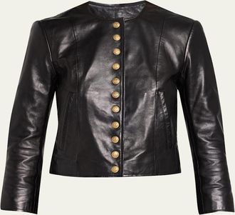 R13 Front-Snap Leather Jacket