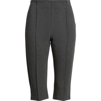 Nordstrom Ponte Knit Capri Pants in Grey Dark Heather at Nordstrom, Size Xx-Large
