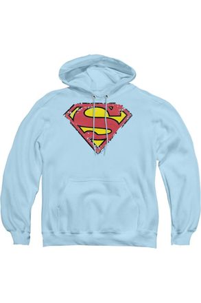 Gildan Superman Distressed Shield Adult Pull Over Hoodie / Hooded Sweatshirt