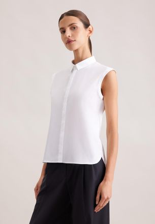 Seidensticker Hemdbluse SEIDENSTICKER, Damen, Gr. 32, weiss (wei&szlig;), 73% Baumwolle, 24% Polyamid, 3% Elasthan, unifarben, slim fit, ohne Ausschnitt, Blusen Hemdbluse