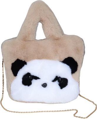 Generic Faux plush bag womens crossbody cute and versatile cartoon mini bag(khaki)