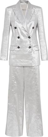 Brunello Cucinelli metallic linen-blend suit - women - Linen/Flax/Polyester/Silk/Acetate - 42 - Grey