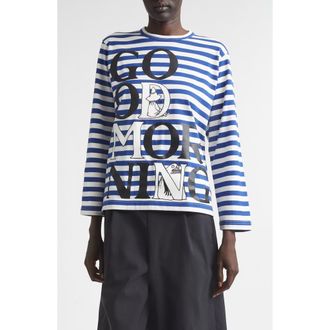 Comme Des Gar&ccedil;ons Moomin Stripe Cotton Graphic T-Shirt in Blue/White X Black at Nordstrom, Size Medium