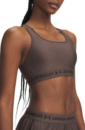 Under Armour HeatGear Mid Cross Back Sports Bra in 200 Peppercorn at Nordstrom, Size Xx-Large