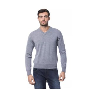 Billionaire Boys Club Luxe Merinowol Geborduurde Trui - Heren - V-hals truien - Grijs - 2XL - Wol - Truien & Vesten
