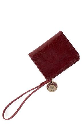 Hobo Coin Leather Wristlet Wallet in Garnet Gloss at Nordstrom