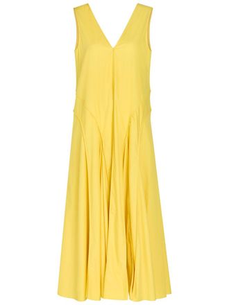 Another Tomorrow Panelled Cotton-poplin Maxi Dress - Yellow - S (UK8-10 / S)