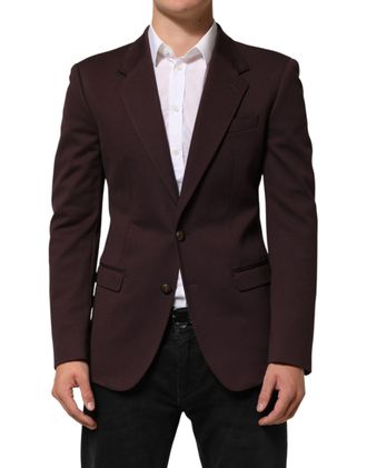 Dolce & Gabbana Maroon Cotton 2 Buttons Suit Jacket Mens Blazer