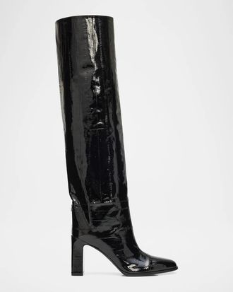 Jimmy Choo London Caly 85MM Eel-Embossed Leather Over-The-Knee Boots