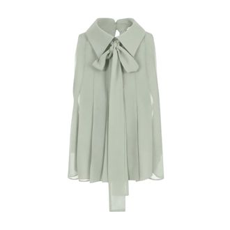 Elisabetta Franchi Georgette Blouse met Strik aan de Voorkant - Dames - Blouses & Shirts - Groen - Maat: XS Denim