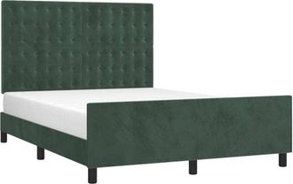 vidaXL Vidaxl - Estructura Cama Sin Colch&oacute;n Terciopelo Verde Oscuro 140x190 Cm