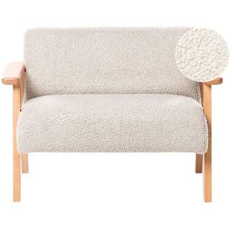 Beliani Divano boucl&eacute; imbottito per bambini con braccioli Divano per bambini beige Lalmo