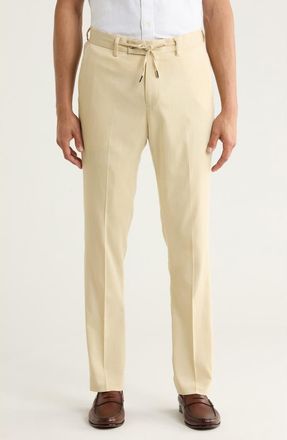 T.R. Premium Slim Fit Solid Linen Blend Trousers in Tan at Nordstrom Rack, Size 34