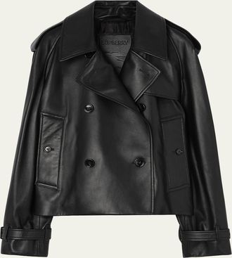 Burberry Cropped Leather Mayfair Trench Jacket