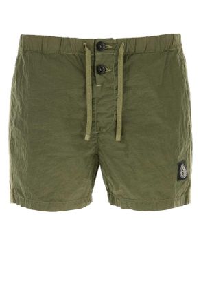 Stone Island Army Green Nylon Swimming Shorts