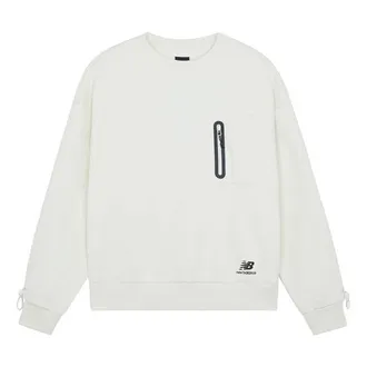 New Balance (WMNS) New Balance Logo Printing Solid Color Round Neck Pullover Beige Hoodie AWT14372-NMC