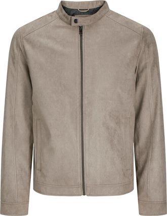 Jack & Jones Lederimitatjacke JACK & JONES JJEDYLAN CLEAN JACKET NOOS, Herren, Gr. L, gr&uuml;n (falcon), Web, Obermaterial: 100% Polyester, unifarben, normal taillenbe