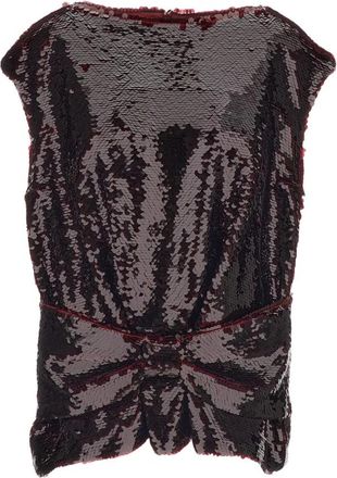 Simone Rocha Square-cut Sequin Top - Dames - Tops zonder mouwen - Rood - XS - Pailletten - Tops
