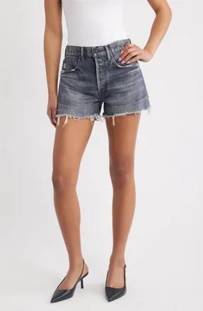 Moussy Vintage Glenview Cutoff High Waist Jeans Shorts in Light Black at Nordstrom, Size 27
