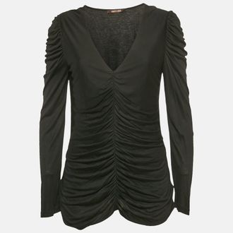 Roberto Cavalli Black Ruched Jersey Top