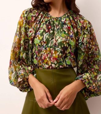 Marie Oliver Arabella Top In Metallic Jacquard Dot