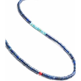 Nialaya Natural Stone Heishi Beaded Necklace in Lapis /Turquoise /Tiger Eye at Nordstrom