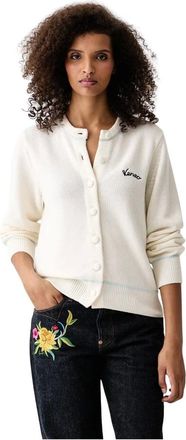 Kenzo Cardigan Varsity Ricamato - - Knitwear - Donna - Beige - S