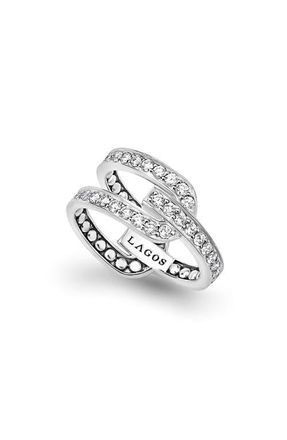 Lagos Caviar Spark Linear Diamond Ring in Silver at Nordstrom, Size 8
