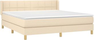 vidaXL Cama Box Spring Con Colch&oacute;n Tela Color Crema 160x200 Cm Vidaxl