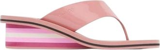 Chlo&eacute; Wedge Slippers met Strepen - Dames - Sleehakken - Roze - 36 EU - Leer - Schoenen