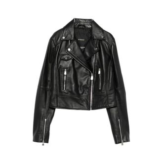 Pinko Leather Jackets, female, Black, Size: XS Leather Outerwear
