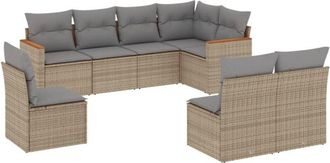 vidaXL Juego De Sof&aacute;s Jard&iacute;n Con Cojines Beige Mezcla 8 Pzas Rat&aacute;n Pe Vidaxl