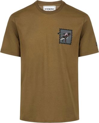 Iceberg Regular Fit T-shirt van katoenen jersey - Heren - T-shirts - Groen - XL - Katoen - Tops