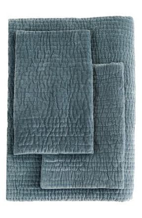 Melange Home Tamara Velour Quilt 3-Piece Set in Slate Blue at Nordstrom Rack, Size Full/queen