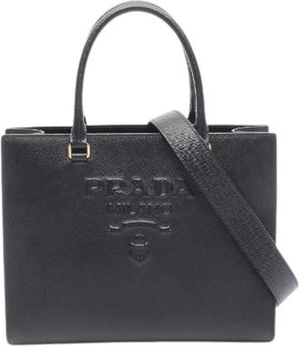 Prada Pre-owned Saffiano LUX Leder 2way Handtas - Dames - Vintage Handtas - Zwart - ONE Size - Leer - Vintage