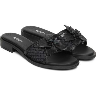 Nero Giardini Floral Slide Sandal in Black at Nordstrom, Size 10Us