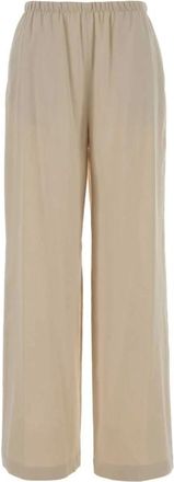 Max Mara Destino Broek - Dames - Wijde Broeken - Beige - S - Linnen - Broeken