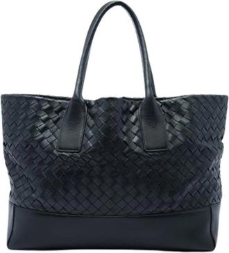 Bottega Veneta Pre-owned Woven Nappa Leather Tote - Dames - Vintage Shopper - Zwart - ONE Size - Leer - Vintage