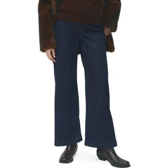 Mango Over the Bump Wide Leg Maternity Jeans in Open Blue at Nordstrom, Size 10