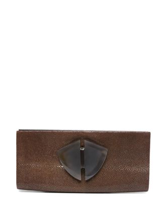 Giorgio Armani 2000s stingray clasp clutch - Brown