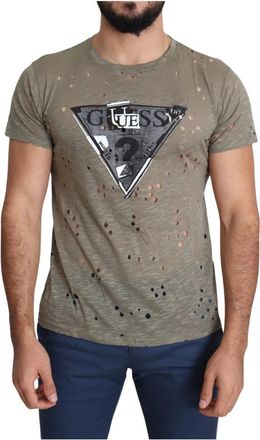 Guess Bruin Katoen Stretch T-Shirt - Heren - T-shirts - Bruin - XL - Katoen - Tops