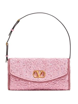 Valentino Garavani small DeVain shoulder bag - women - Acetate/Polyamide/Silk/Fabric/Leather - One Size - Pink